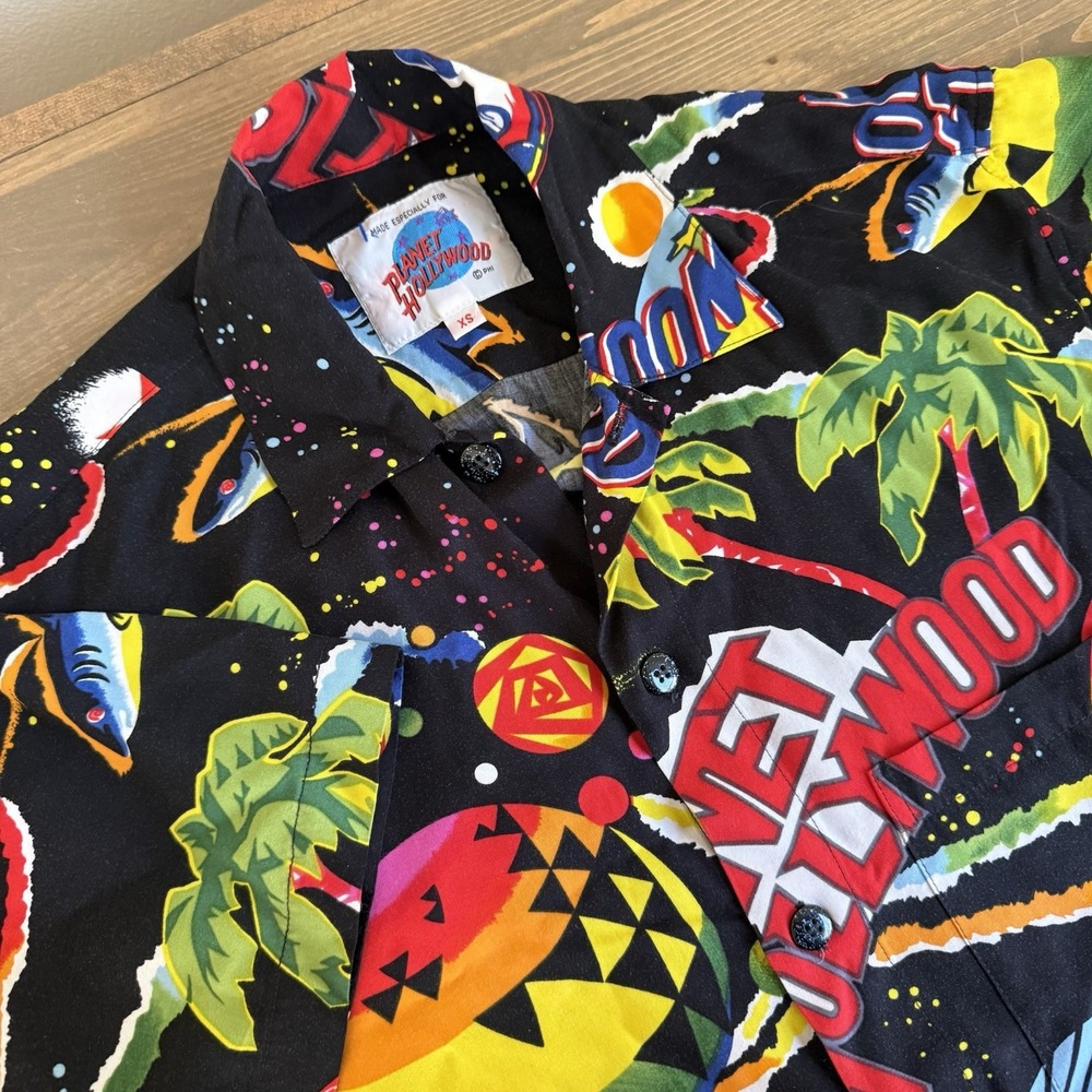 Planet Hollywood By Jams World Mens XS Vintage 90s Short Sleeve Button Up Shirt